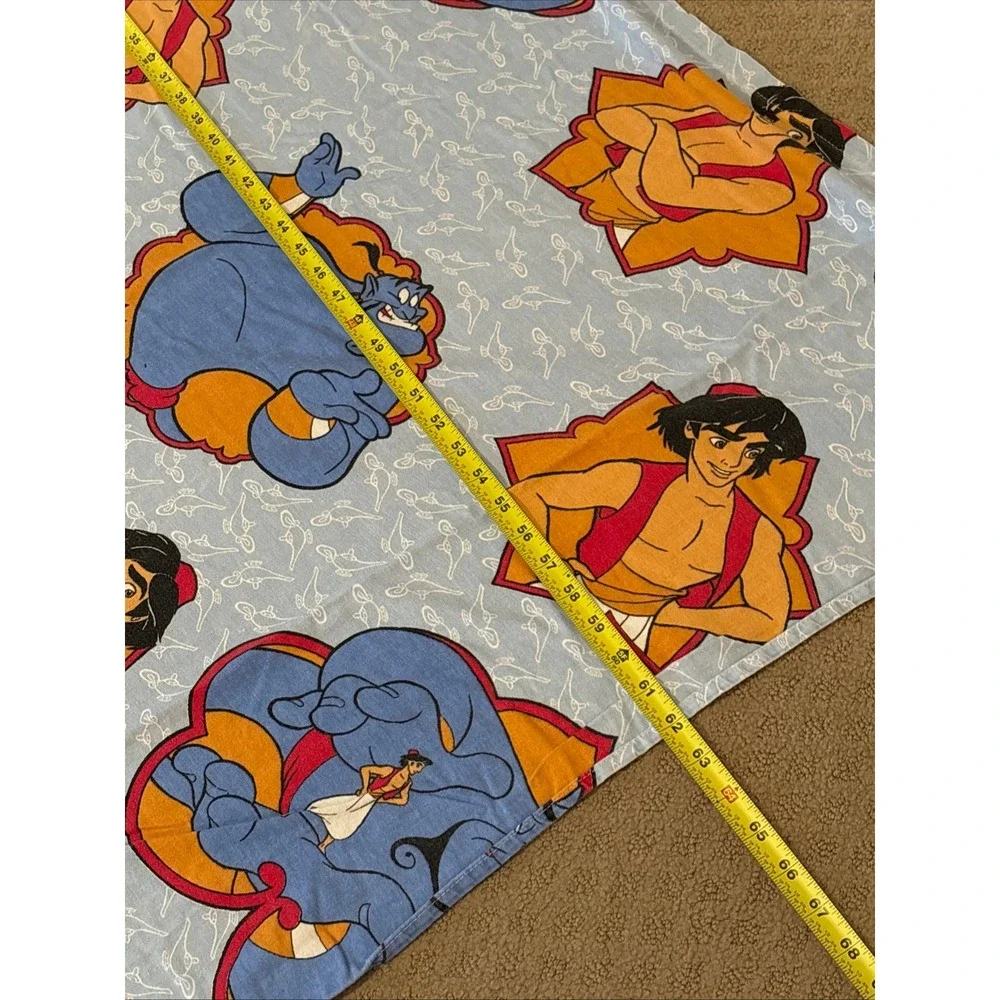 Vintage Disney Aladdin Genie Sheet Set Twin 3pc Flat Fitted Pillowcase Blue 90s
